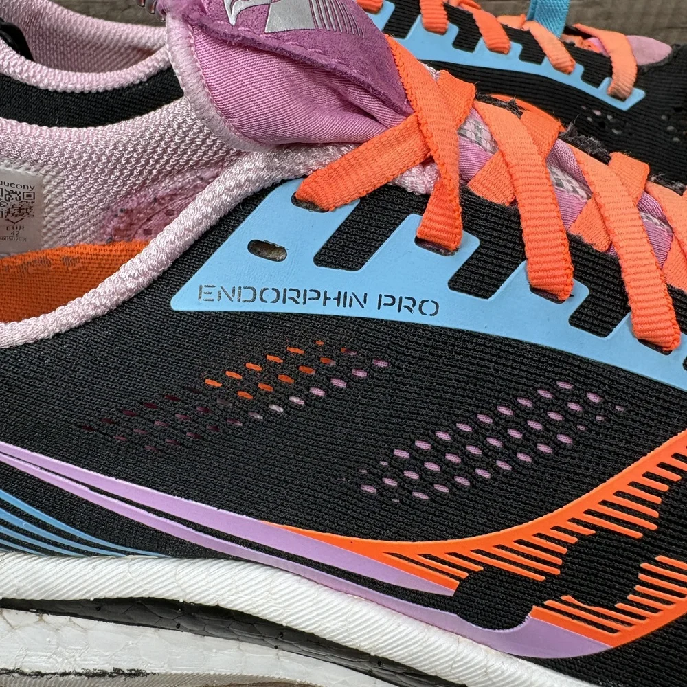 Saucony Endorphin Pro Black Orange Womens US Size 10 S10598-25 Running Shoes